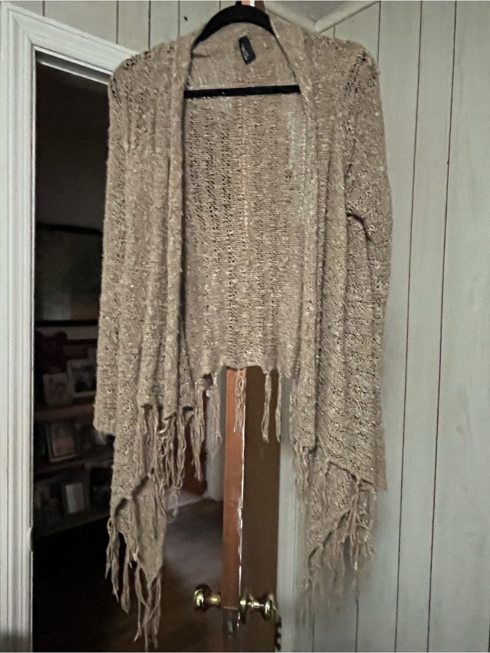 Rue21 Beige Open-Front Fringe Knit Shrug